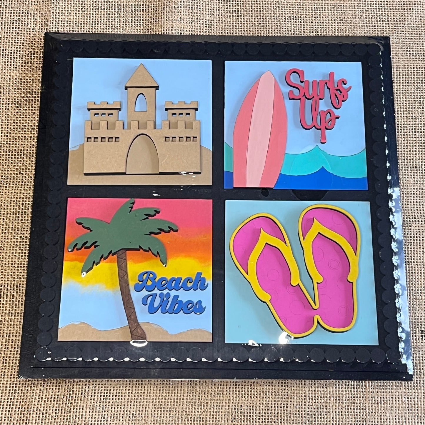 Bead Trim Swappable Squares Frame with Inserts - Painted