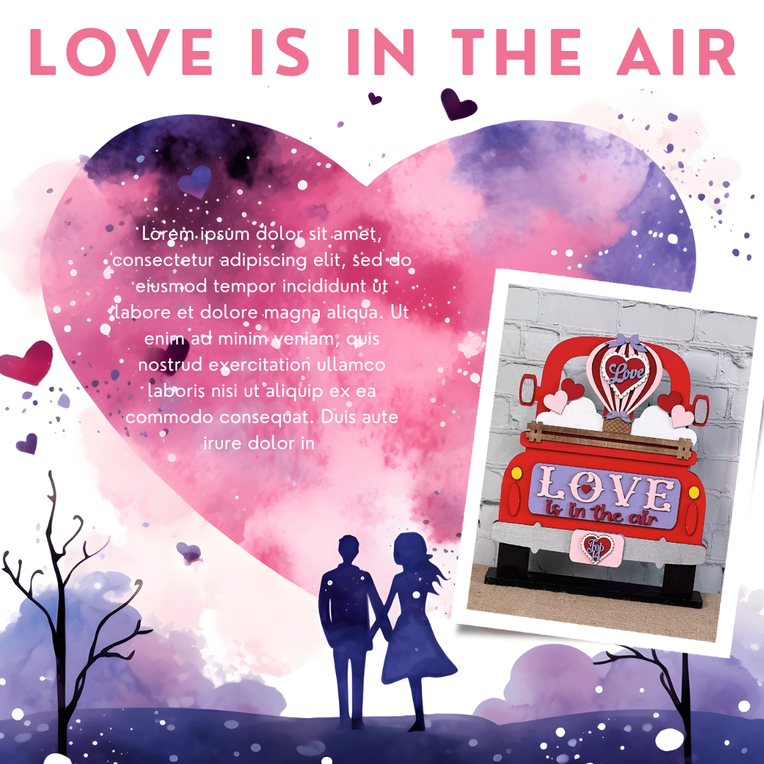 Love is in the Air Interchangeable Insert - DIY seasonal home decor craft kit - 1 set of 3 pieces