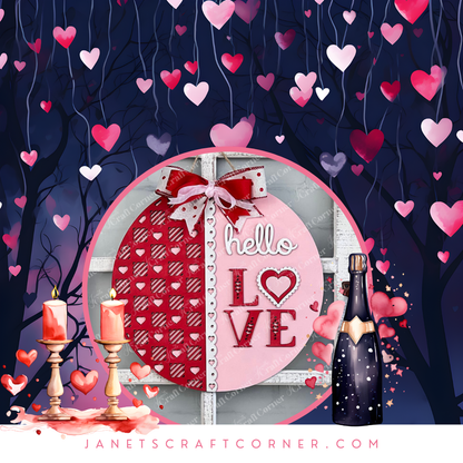 Hello Love Round Sign - DIY seasonal home decor craft kit - Set of 1
