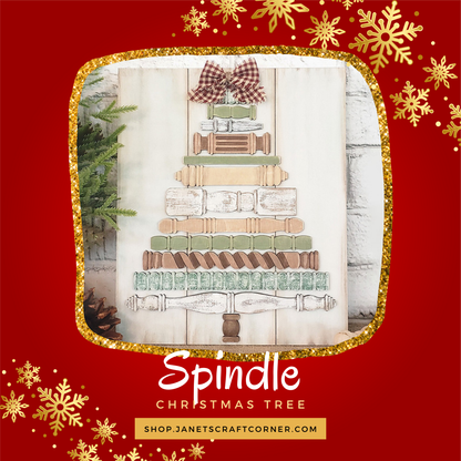 Spindle Christmas Tree Shelf Leaner  - DIY seasonal home decor craft kit - Set of 1