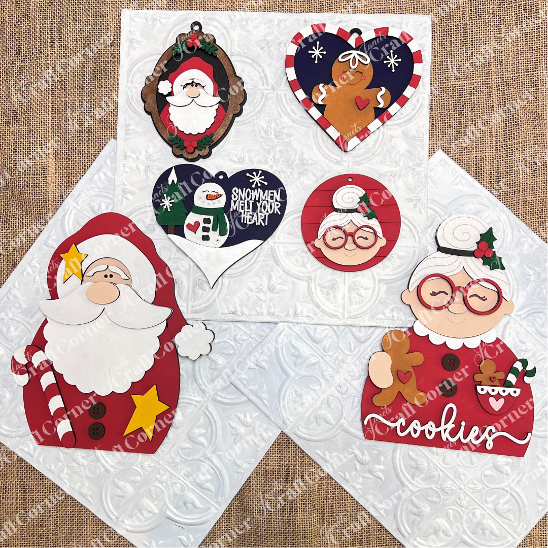 Get inspired for your next creative project with Janet's Craft Corner's Crafted by You! Subscription—a DIY home decor craft kit featuring festive designs like Santa, Mrs. Claus, a snowman, gingerbread hearts, and more each month.