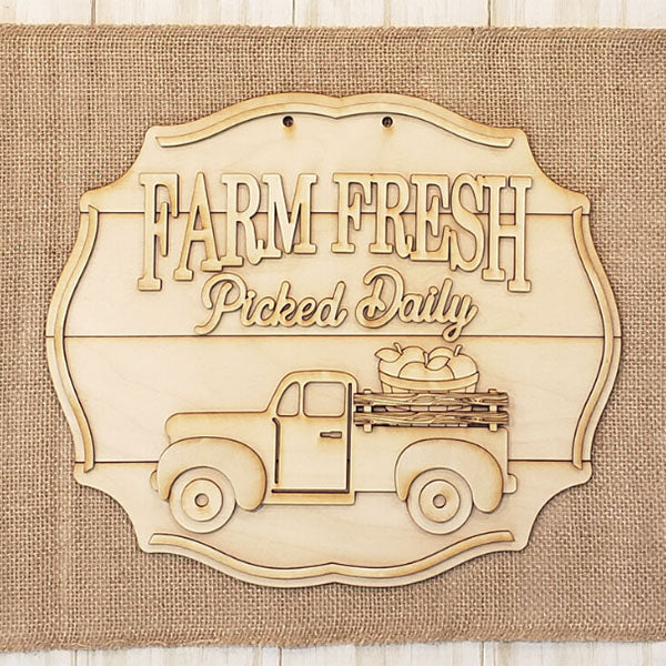 Embrace rustic charm with Janet's Craft Corner's "Farm Fresh Apples Sign" DIY kit. Featuring a vintage truck and "Farm Fresh Picked Daily," this decor set is perfect for lovers of farm-fresh appeal or inspired DIY projects.