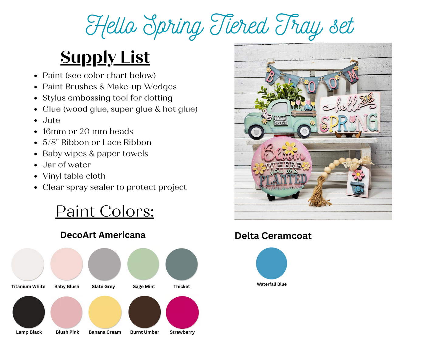 Hello Spring Decor Set - DIY Craft Kit - Set of 5 Pieces
