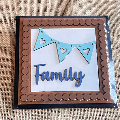 Bead Trim Swappable Squares Frame with Inserts - Painted