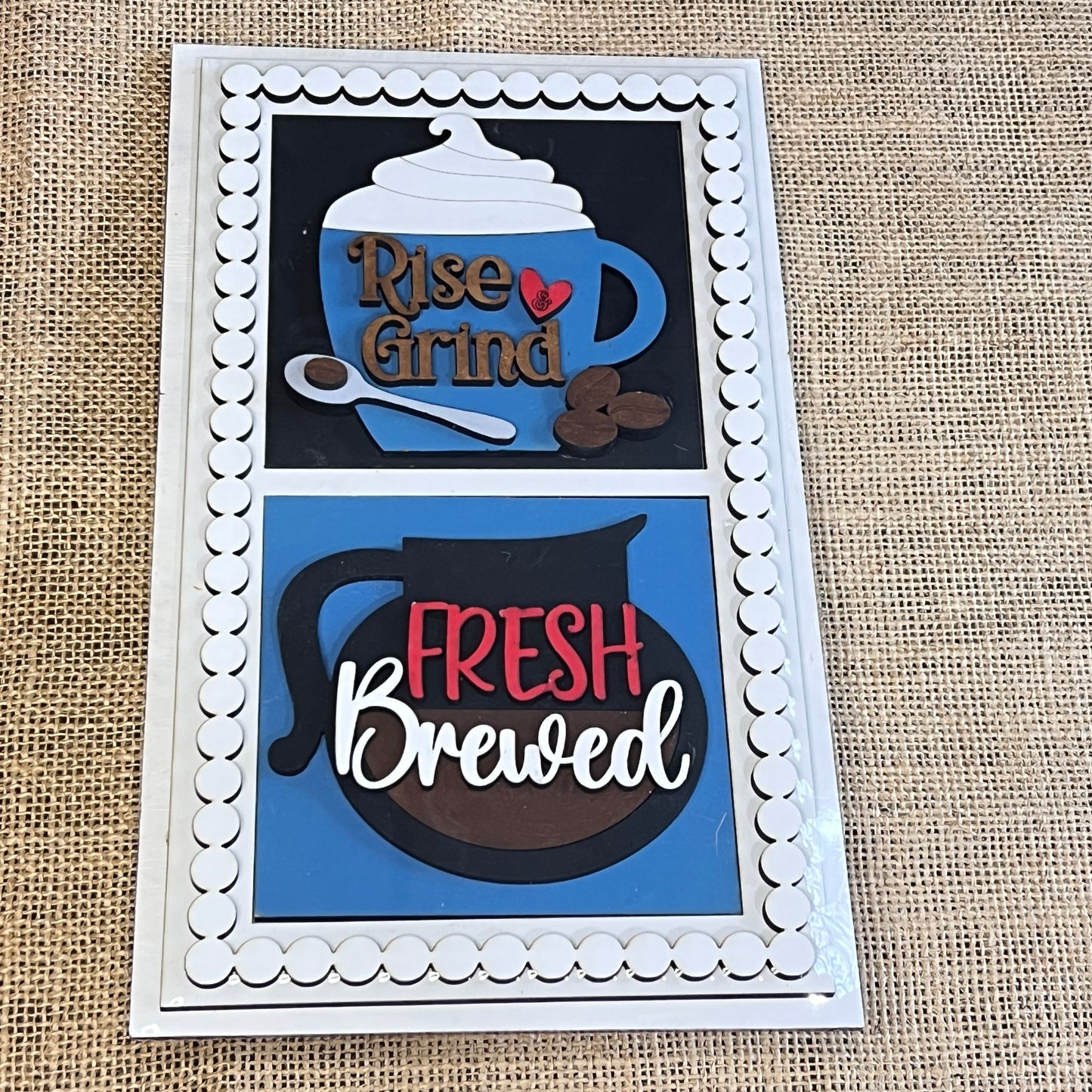 Bead Trim Swappable Squares Frame with Inserts - Painted