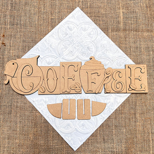 Coffee Word Block - DIY seasonal home decor craft kit - Set of 1