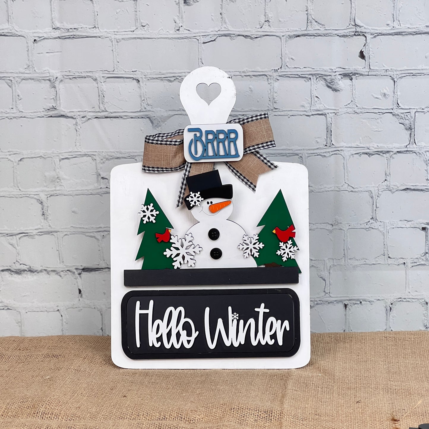 Hello Winter Interchangeable Insert - DIY seasonal home decor craft kit - 1 set of 3 pieces