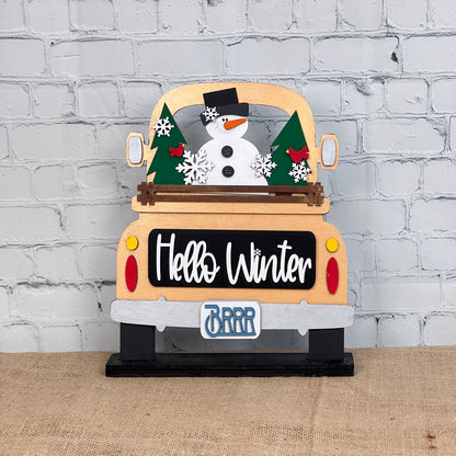 Hello Winter Interchangeable Insert - DIY seasonal home decor craft kit - 1 set of 3 pieces