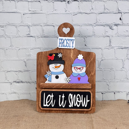 Let It Snow Interchangeable Insert - DIY seasonal home decor craft kit - 1 set of 3 pieces