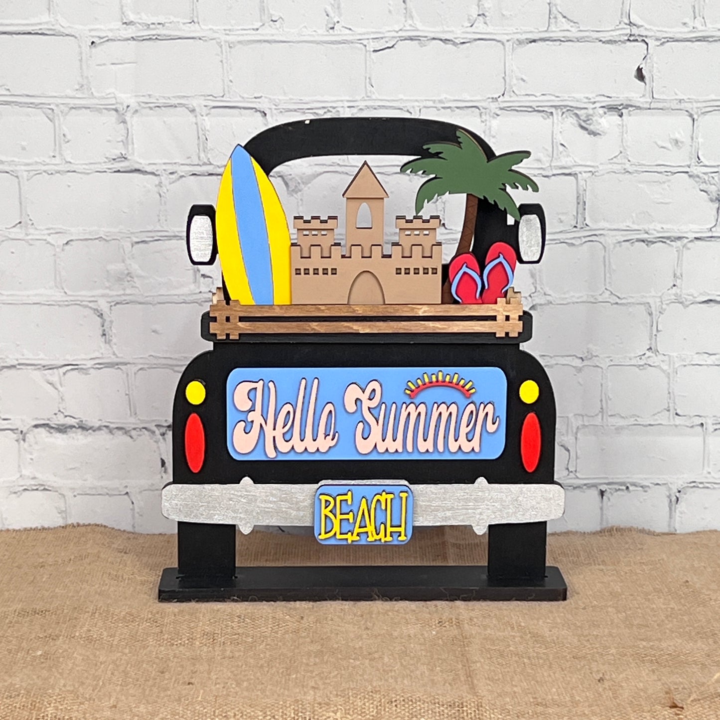 Hello Summer Beach Interchangeable Insert - DIY seasonal home decor craft kit - 1 set of 3 pieces