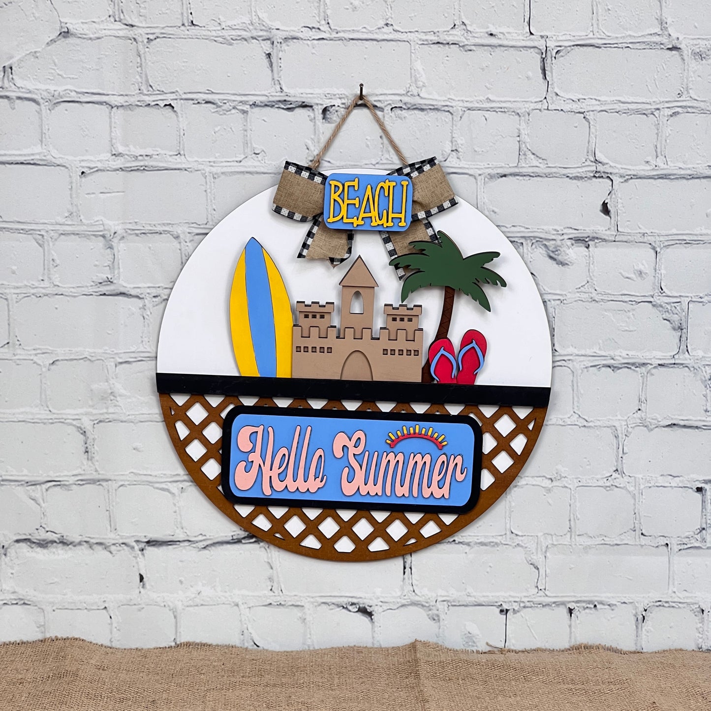 Hello Summer Beach Interchangeable Insert - DIY seasonal home decor craft kit - 1 set of 3 pieces