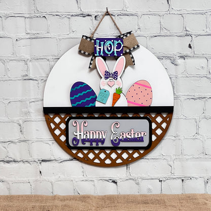 Happy Easter Bunny Interchangeable Insert - DIY seasonal home decor craft kit - 1 set of 3 pieces