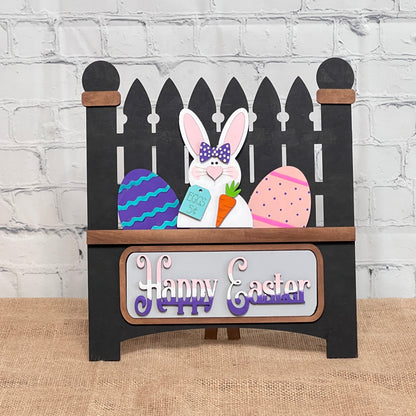 Happy Easter Bunny Interchangeable Insert - DIY seasonal home decor craft kit - 1 set of 3 pieces