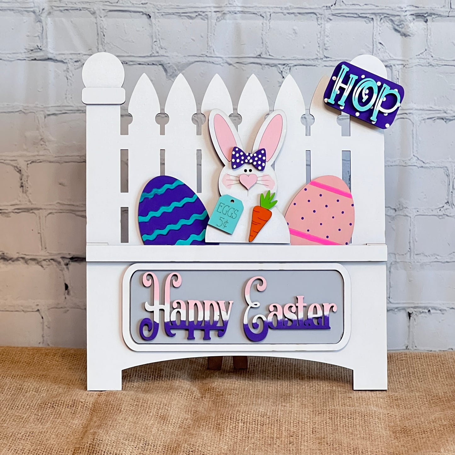 Happy Easter Bunny Interchangeable Insert - DIY seasonal home decor craft kit - 1 set of 3 pieces