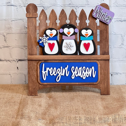 Freezin' Season Interchangeable Insert - DIY seasonal home decor craft kit - 1 set of 3 pieces