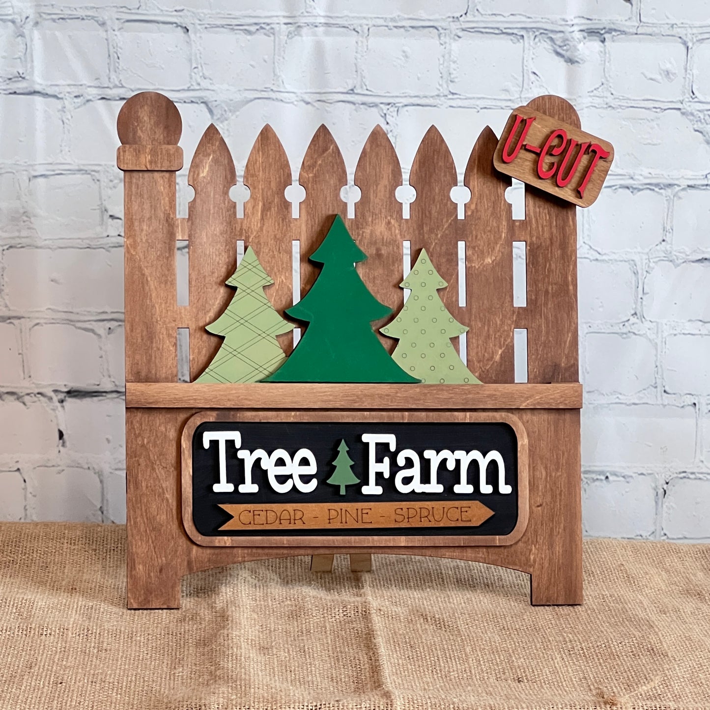 Tree Farm Interchangeable Insert - DIY seasonal home decor craft kit - 1 set of 3 pieces