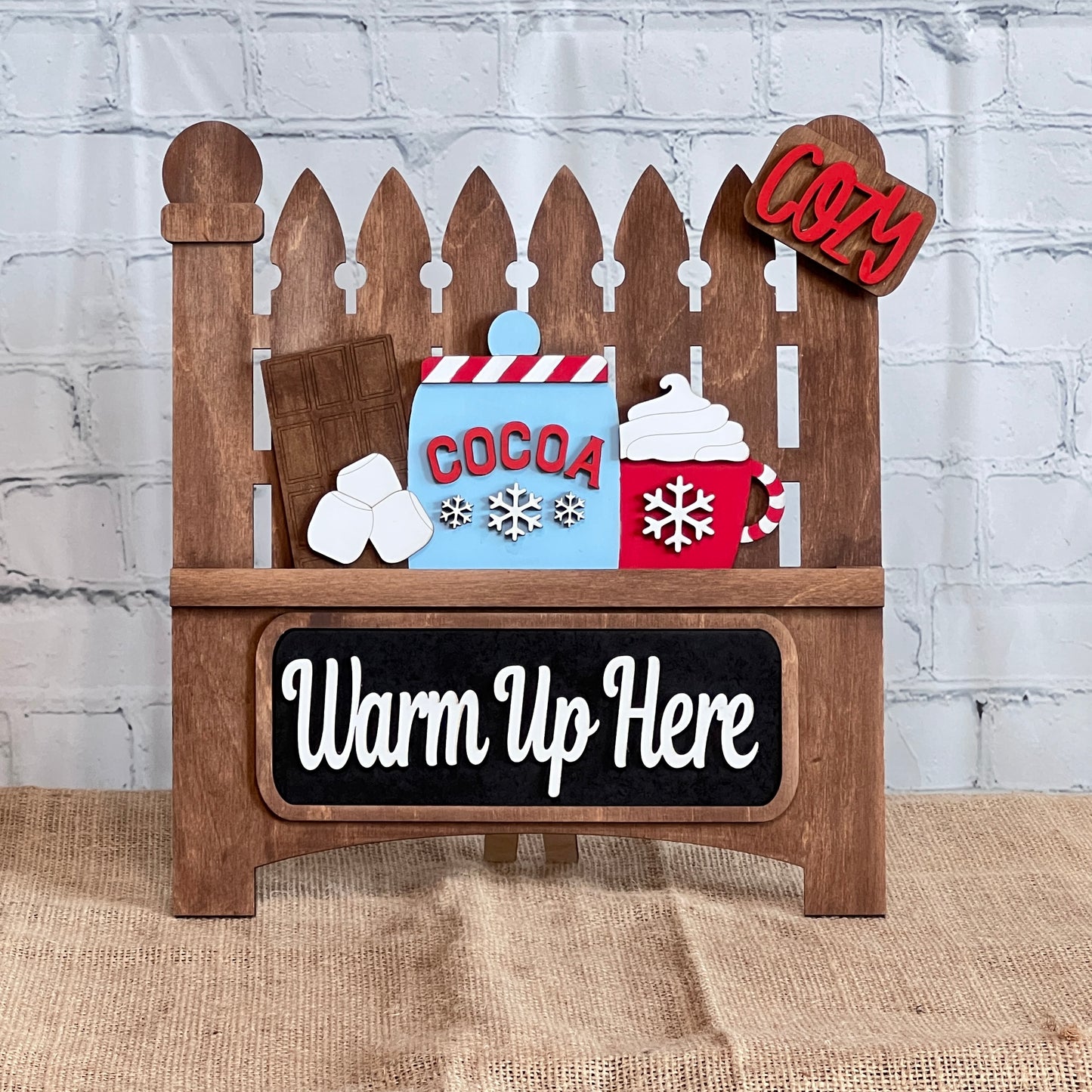 Hot Cocoa Interchangeable Insert - DIY seasonal home decor craft kit - 1 set of 3 pieces