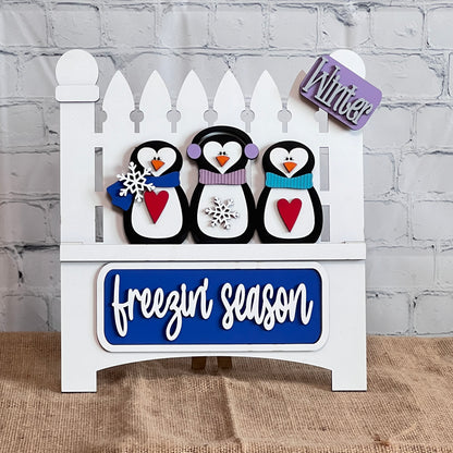 Freezin' Season Interchangeable Insert - DIY seasonal home decor craft kit - 1 set of 3 pieces