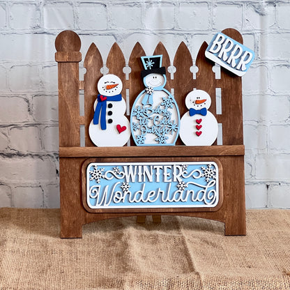 Snowman Winter Wonderland Interchangeable Insert - DIY seasonal home decor craft kit - 1 set of 3 pieces