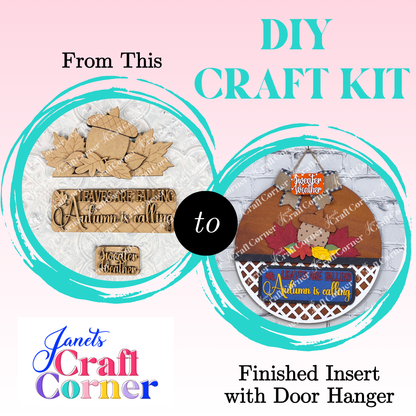 Autumn Is Calling Interchangeable Insert - DIY seasonal home decor craft kit - 1 set of 3 pieces