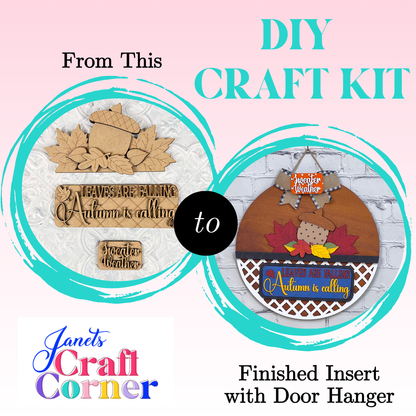 Autumn Is Calling Interchangeable Insert - DIY seasonal home decor craft kit - 1 set of 3 pieces