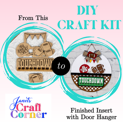 Football Interchangeable Insert - DIY seasonal home decor craft kit - 1 set of 3 pieces