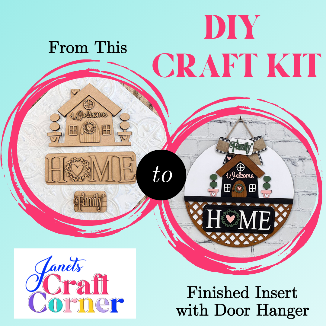 Welcome Home Interchangeable Insert - DIY home decor craft kit - 1 set of 3 pieces