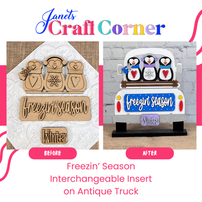 Freezin' Season Interchangeable Insert - DIY seasonal home decor craft kit - 1 set of 3 pieces