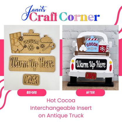 Hot Cocoa Interchangeable Insert - DIY seasonal home decor craft kit - 1 set of 3 pieces