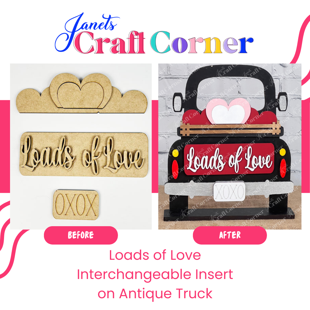 Loads of Love Interchangeable Insert - DIY seasonal home decor craft kit - 1 set of 3 pieces