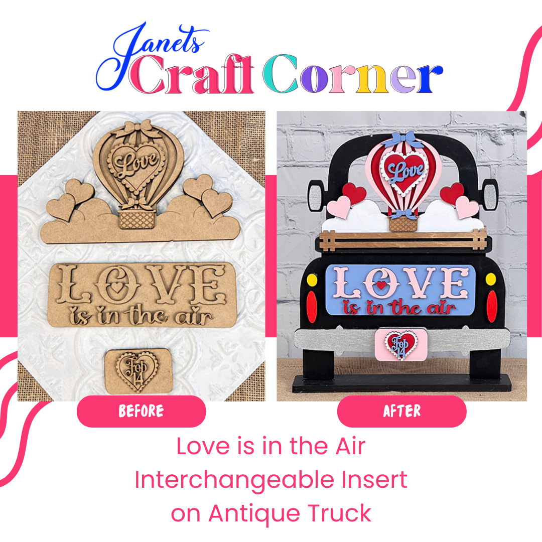 Love is in the Air Interchangeable Insert - DIY seasonal home decor craft kit - 1 set of 3 pieces