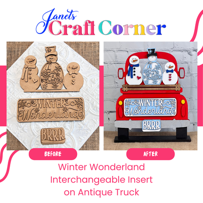 Snowman Winter Wonderland Interchangeable Insert - DIY seasonal home decor craft kit - 1 set of 3 pieces