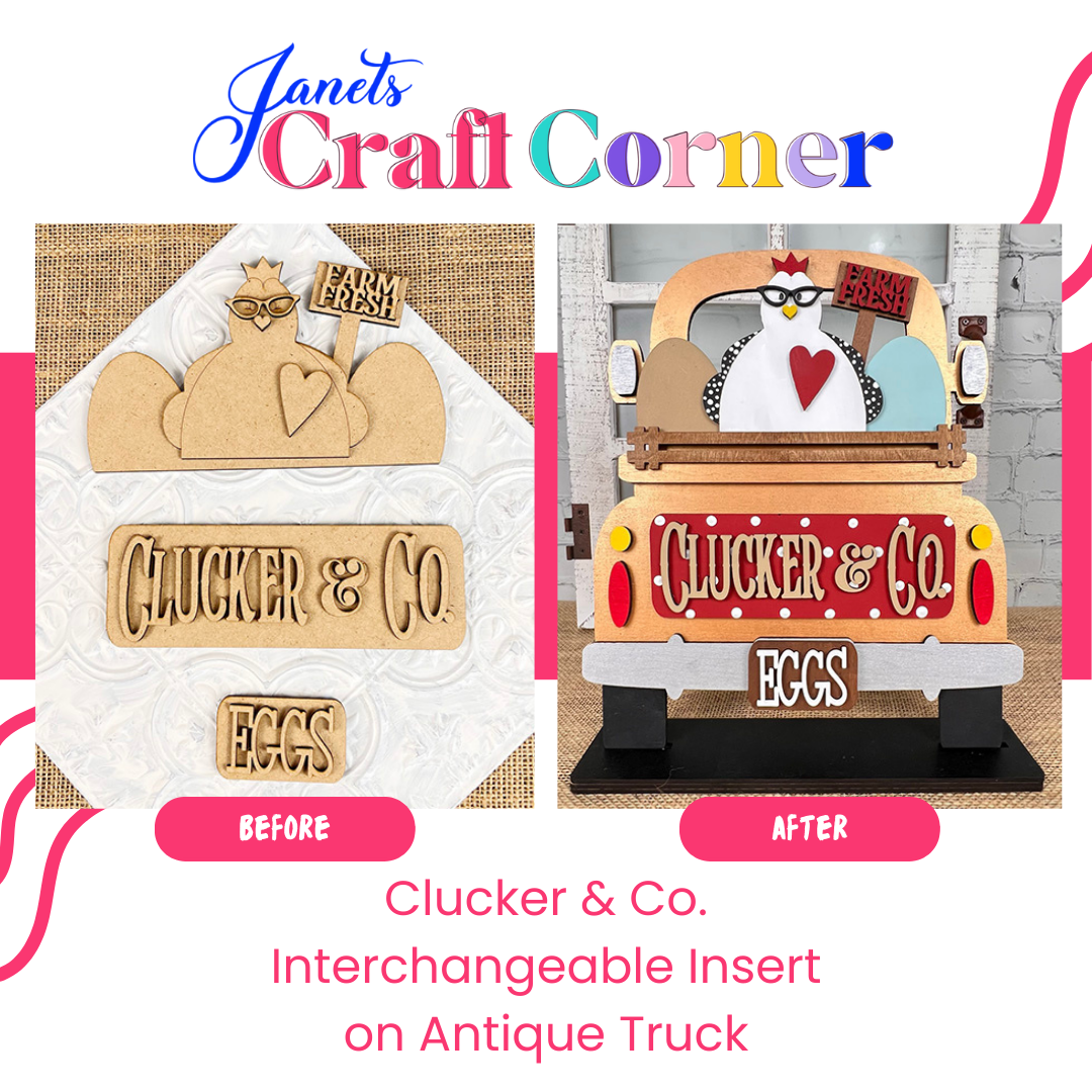 Clucker & Co. Interchangeable Insert - DIY home decor craft kit - 1 set of 3 pieces