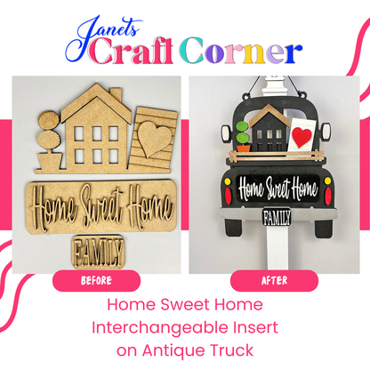 Home Sweet Home Interchangeable Insert - DIY home decor craft kit - 1 set of 3 pieces