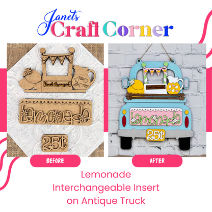 Lemonade Interchangeable Insert - DIY seasonal home decor craft kit - 1 set of 3 pieces