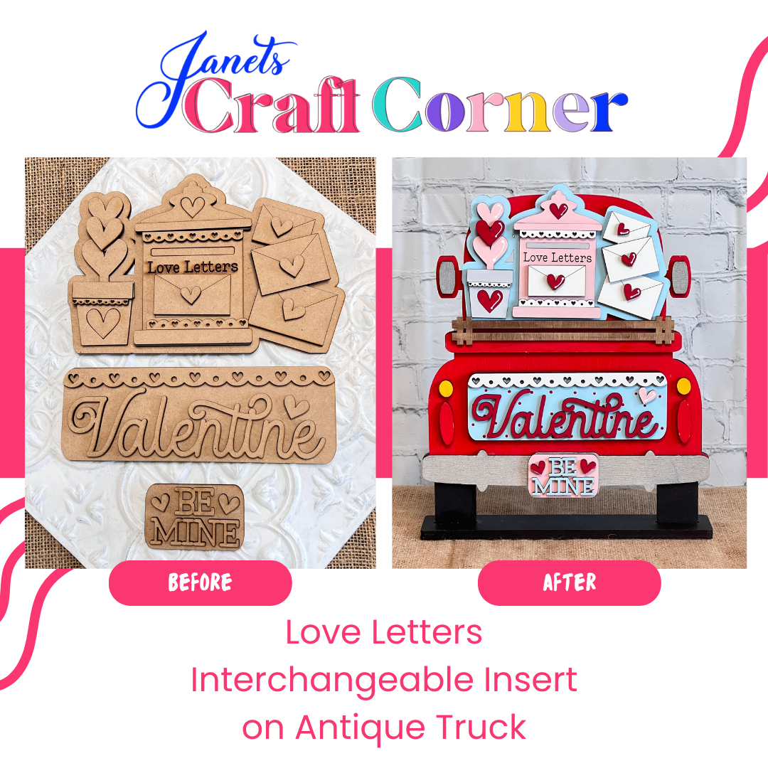 Love Letters Interchangeable Insert - DIY seasonal home decor craft kit - 1 set of 3 pieces