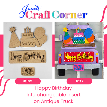 Birthday Interchangeable Insert - DIY home decor craft kit - 1 set of 3 pieces