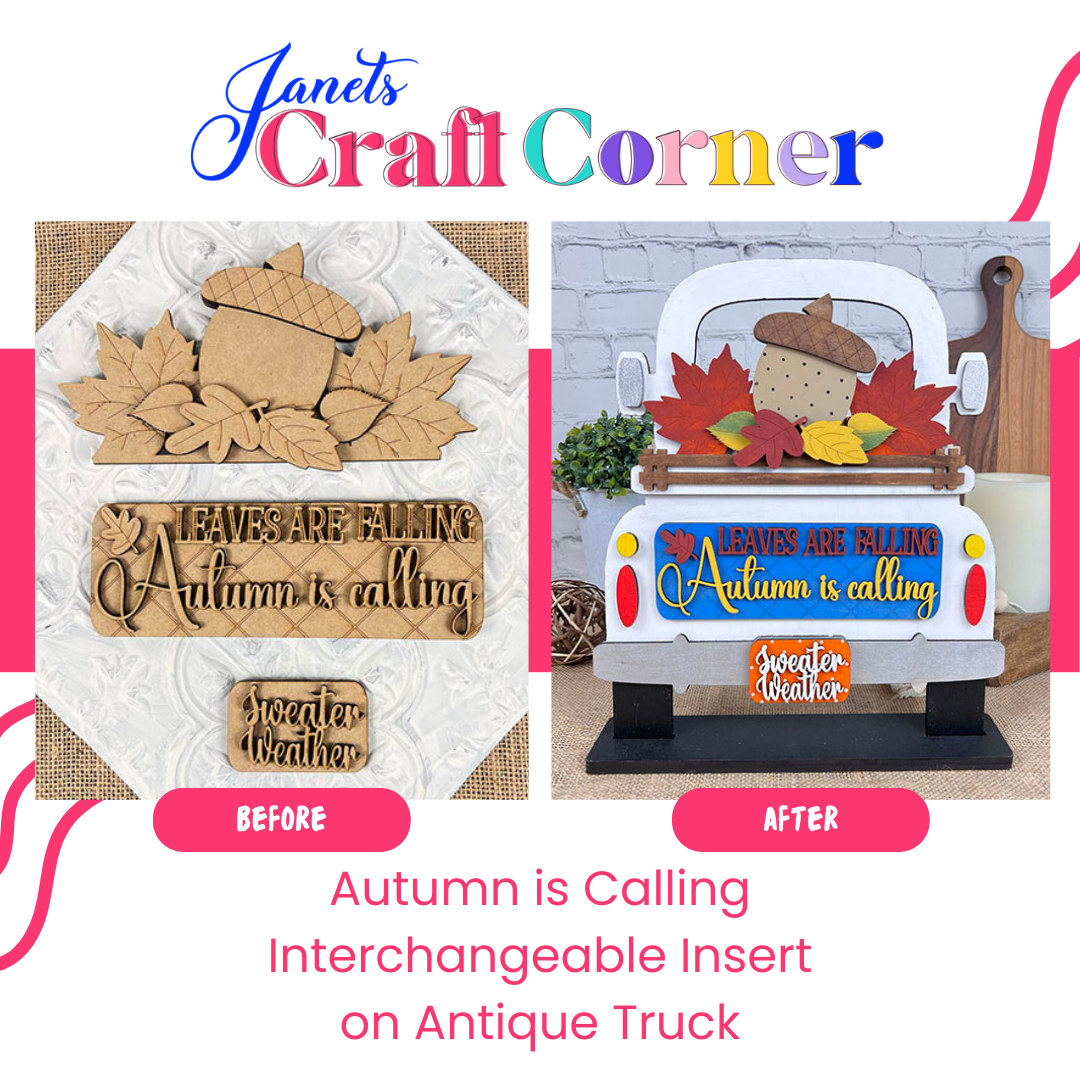 Autumn Is Calling Interchangeable Insert - DIY seasonal home decor craft kit - 1 set of 3 pieces