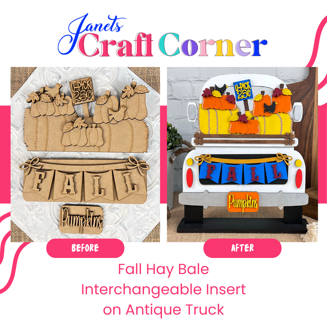 Fall Hay Bale Interchangeable Insert - DIY seasonal home decor craft kit - 1 set of 3 pieces