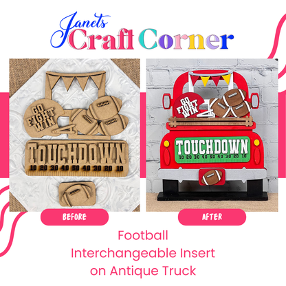 Football Interchangeable Insert - DIY seasonal home decor craft kit - 1 set of 3 pieces