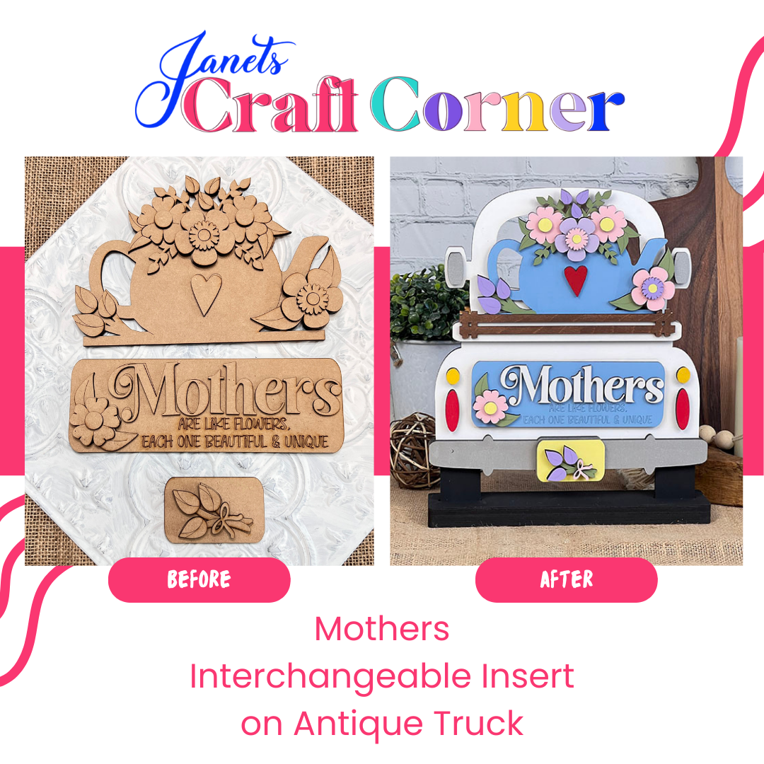 Mothers Interchangeable Insert - DIY seasonal home decor craft kit - 1 set of 3 pieces