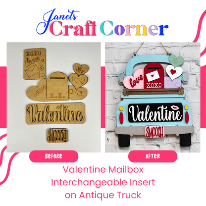 Valentine Mailbox Interchangeable Insert - DIY seasonal home decor craft kit - 1 set of 3 pieces