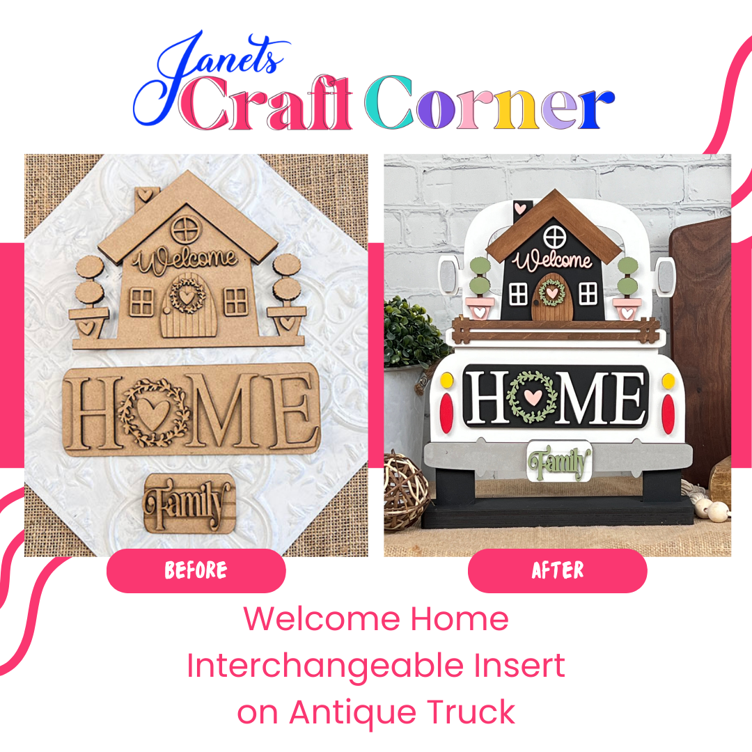 Welcome Home Interchangeable Insert - DIY home decor craft kit - 1 set of 3 pieces