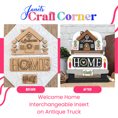 Welcome Home Interchangeable Insert - DIY home decor craft kit - 1 set of 3 pieces