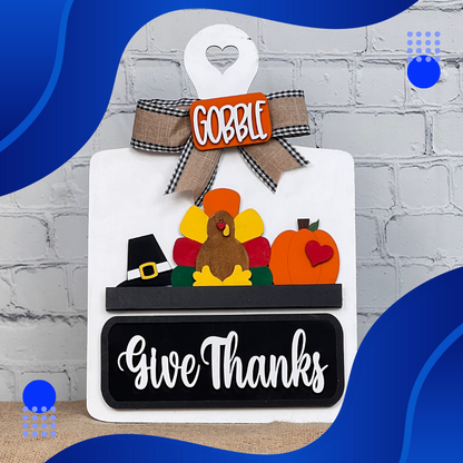 Give Thanks Interchangeable Insert - DIY seasonal home decor craft kit - 1 set of 3 pieces