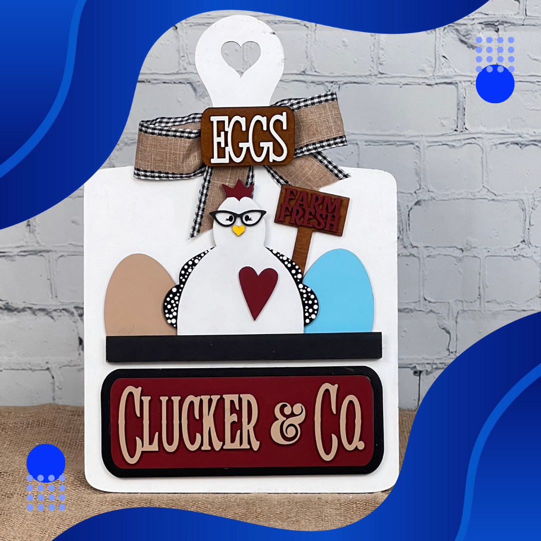 Clucker & Co. Interchangeable Insert - DIY home decor craft kit - 1 set of 3 pieces