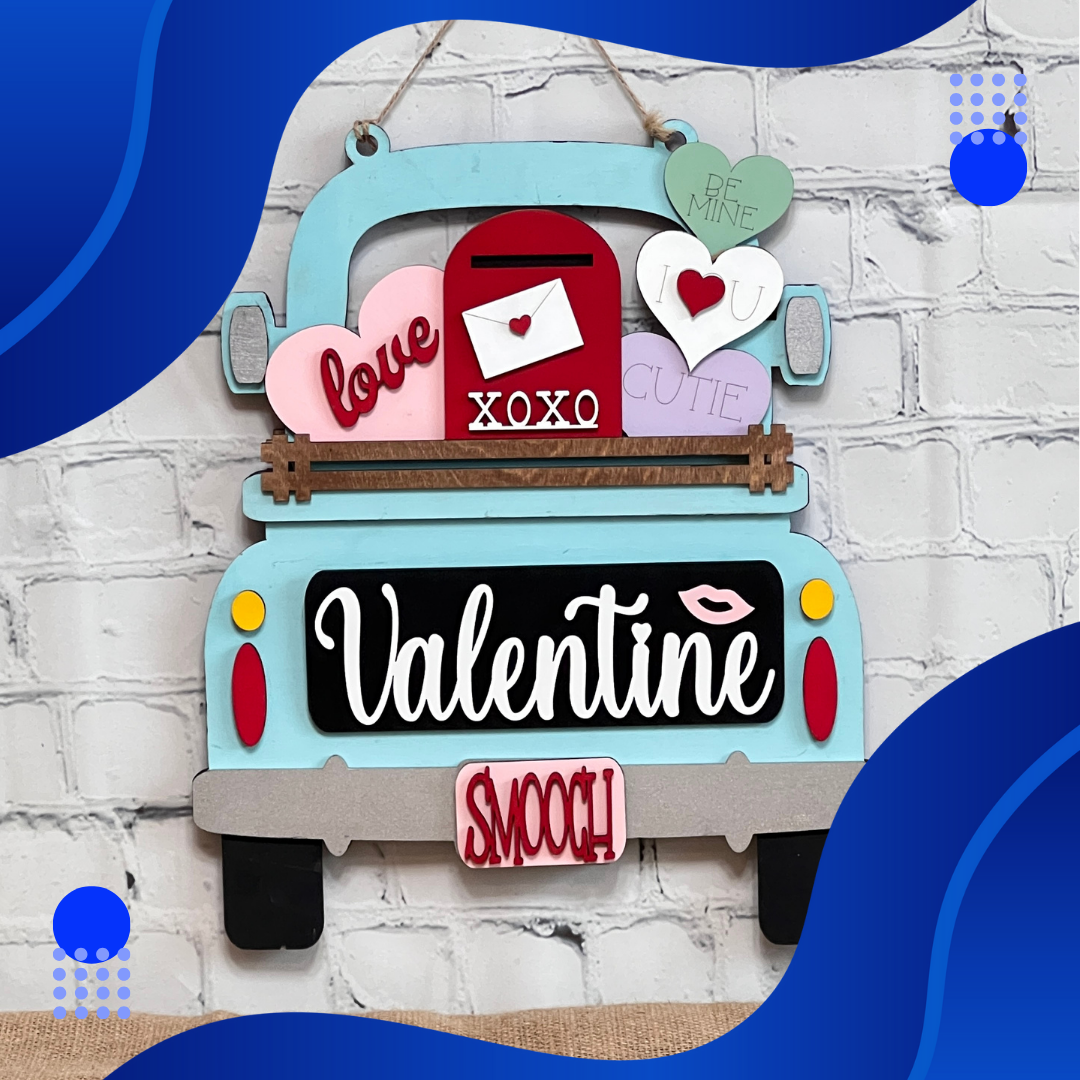 Valentine Mailbox Interchangeable Insert - DIY seasonal home decor craft kit - 1 set of 3 pieces