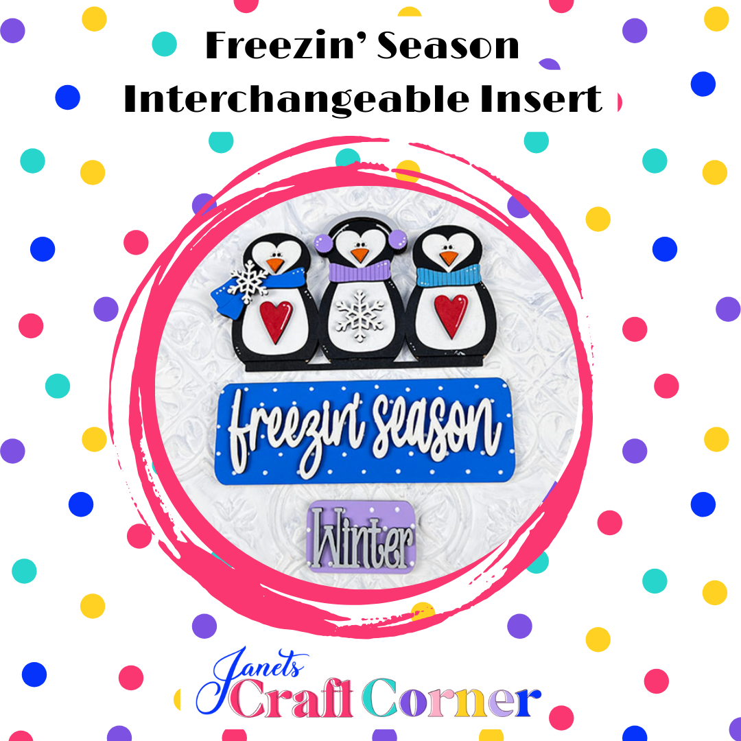 Freezin' Season Interchangeable Insert - DIY seasonal home decor craft kit - 1 set of 3 pieces