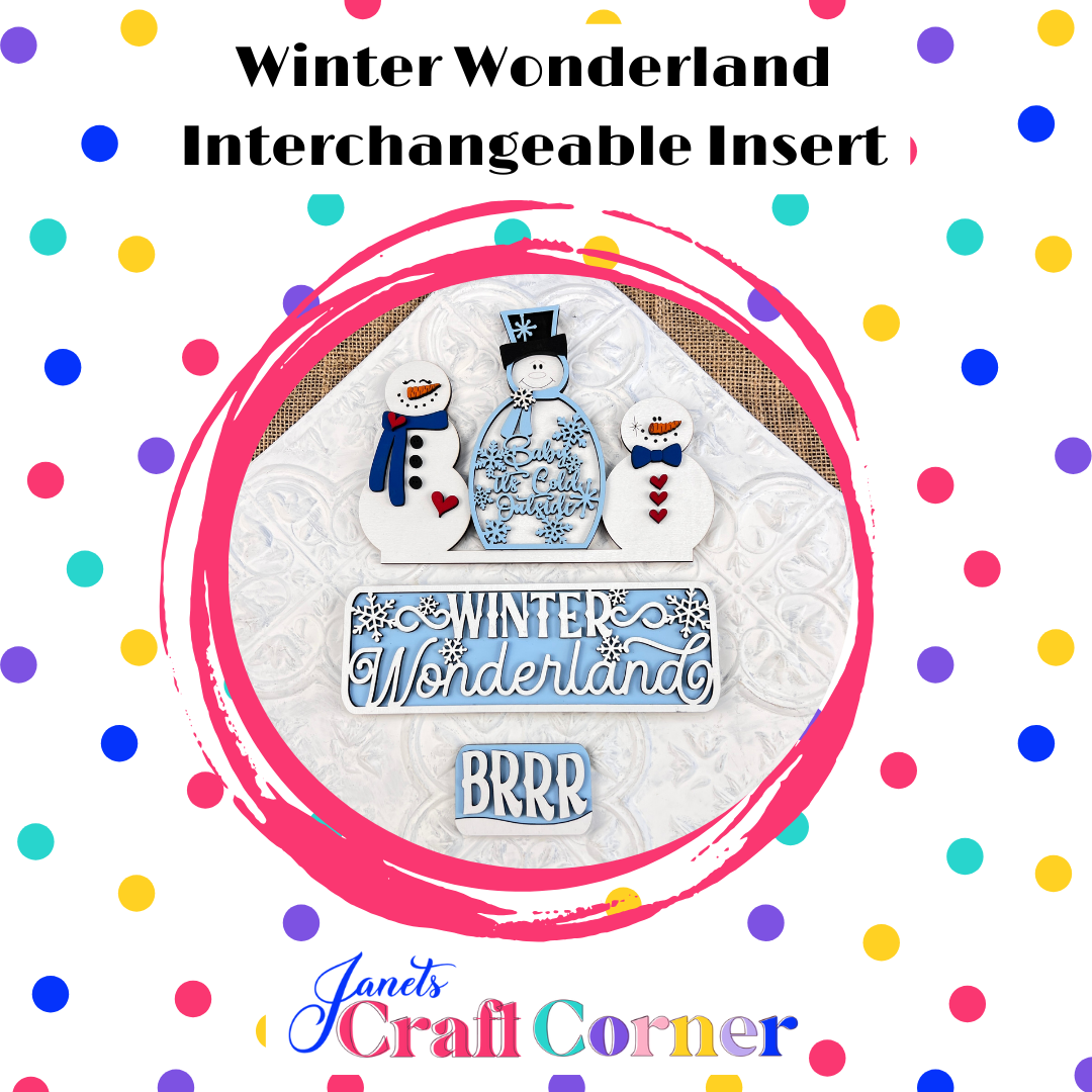 Snowman Winter Wonderland Interchangeable Insert - DIY seasonal home decor craft kit - 1 set of 3 pieces