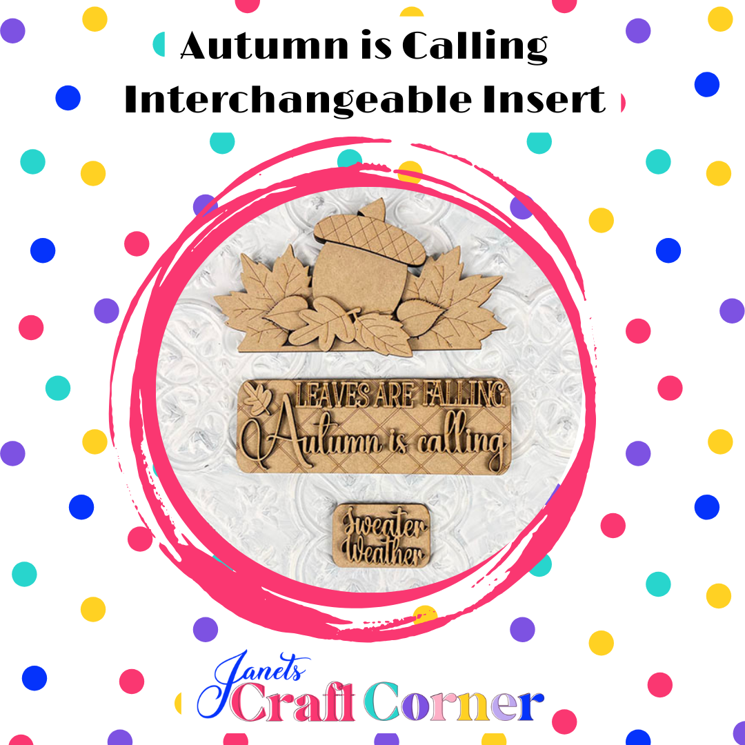 Autumn Is Calling Interchangeable Insert - DIY seasonal home decor craft kit - 1 set of 3 pieces